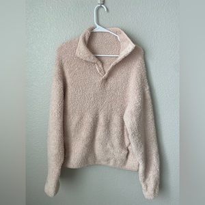 Pink SKIMS cozy knit jacket